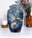 Classic 10-inch fox urn with butterfly theme.
