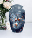 Classic 10-inch fox urn with butterfly theme.