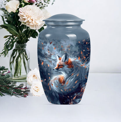 Classic 10-inch fox urn with butterfly theme.