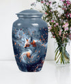 Classic 10-inch fox urn with butterfly theme.
