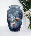 Classic 10-inch fox urn with butterfly theme.