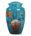 basketball urn with butterfly motif for funeral burial.