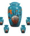basketball urn with butterfly motif for funeral burial.