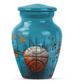 basketball urn with butterfly motif for funeral burial.