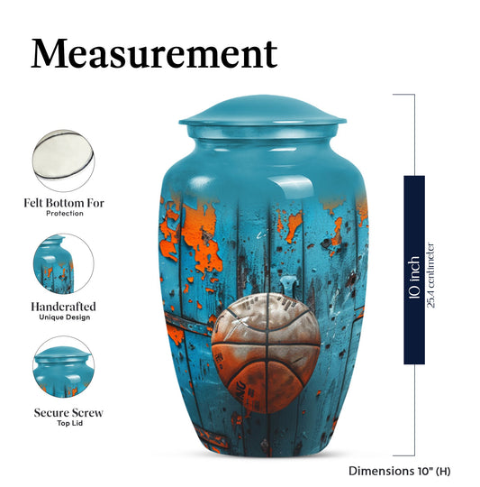 basketball urn with butterfly motif for funeral burial.