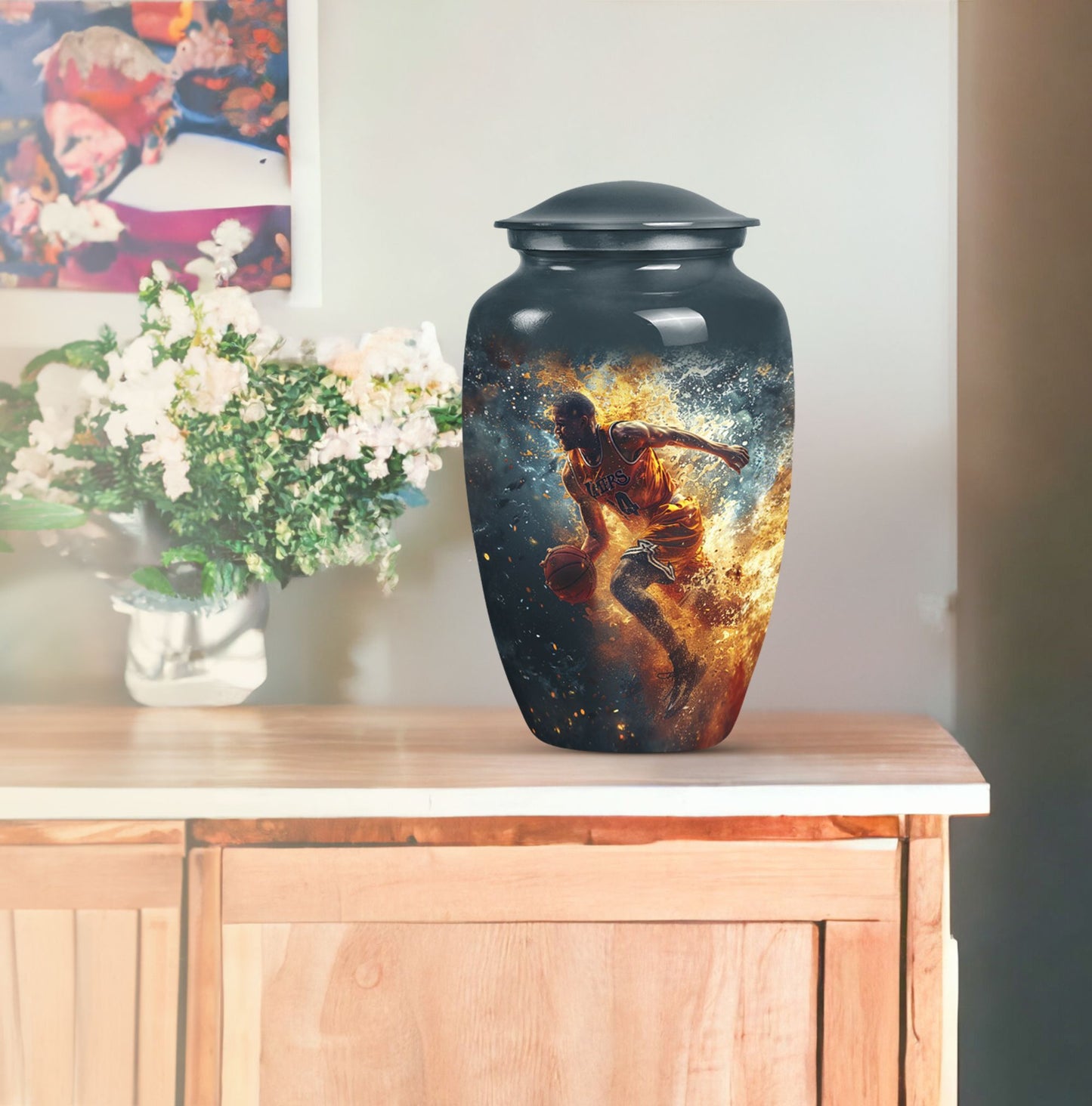 basketball urn with butterfly