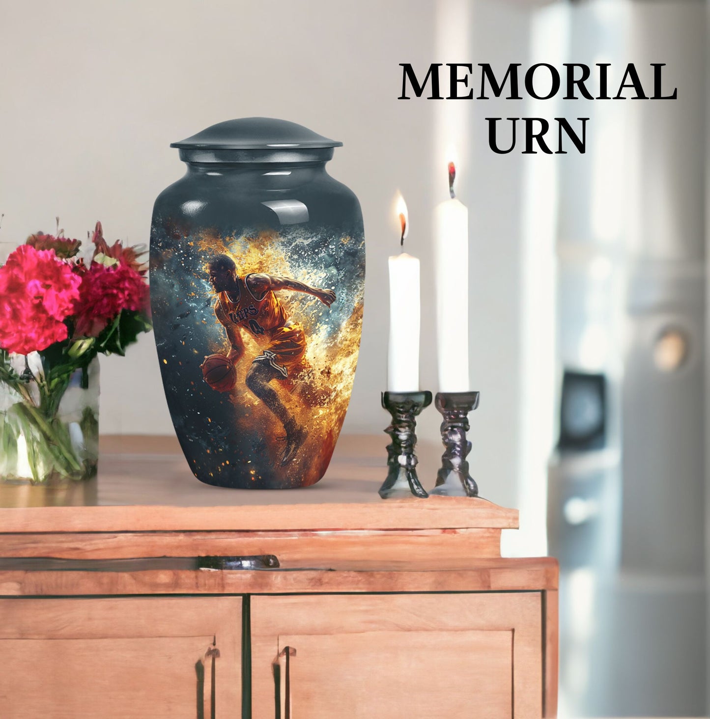 basketball urn with butterfly