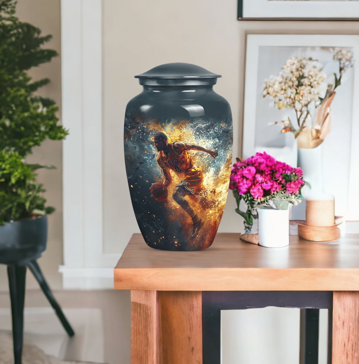 basketball urn with butterfly