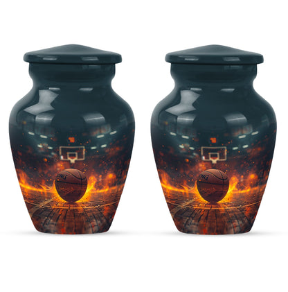 classic aluminum basketball and butterfly themed memorial urn