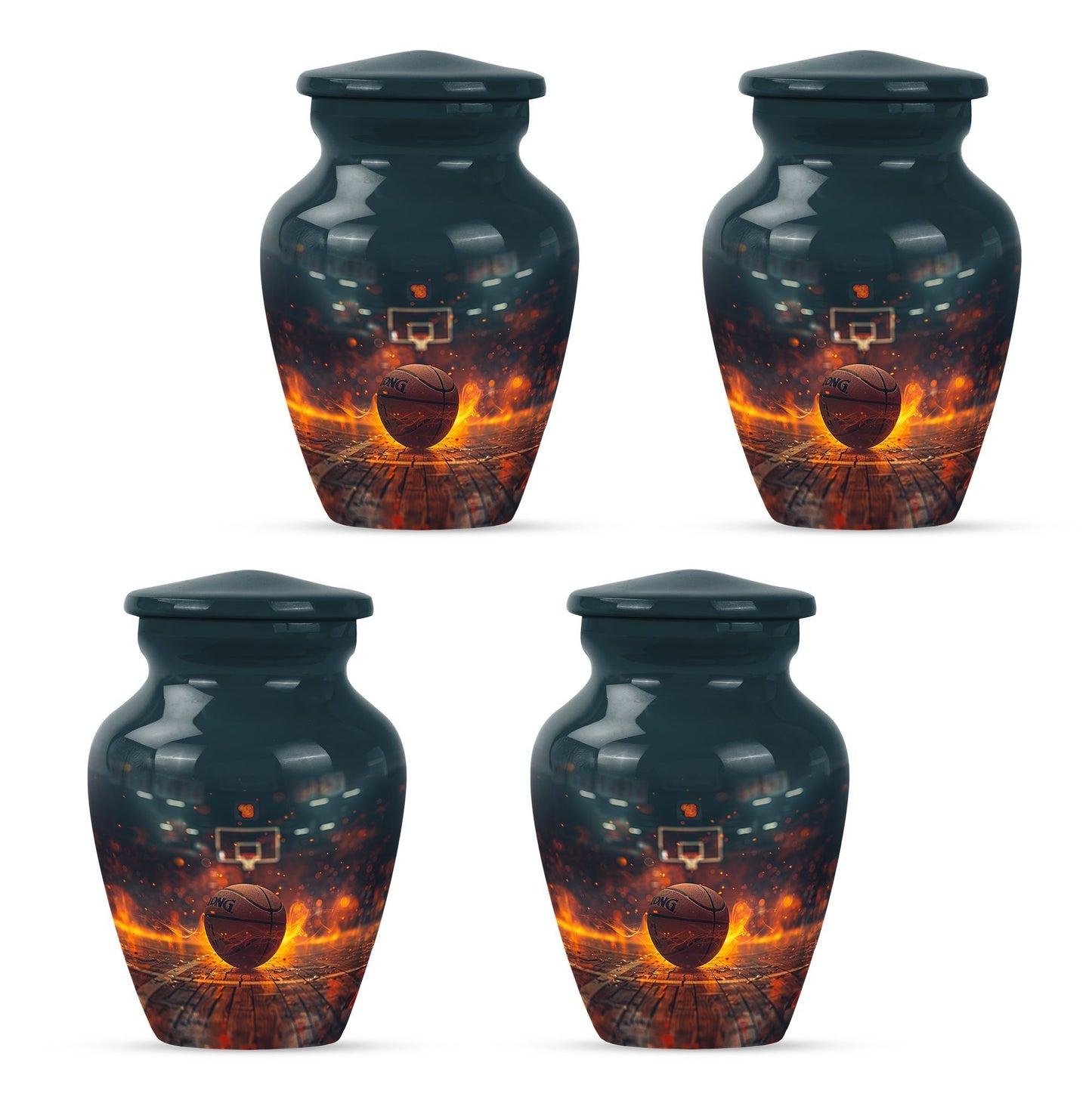 classic aluminum basketball and butterfly themed memorial urn