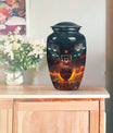 classic aluminum basketball and butterfly themed memorial urn