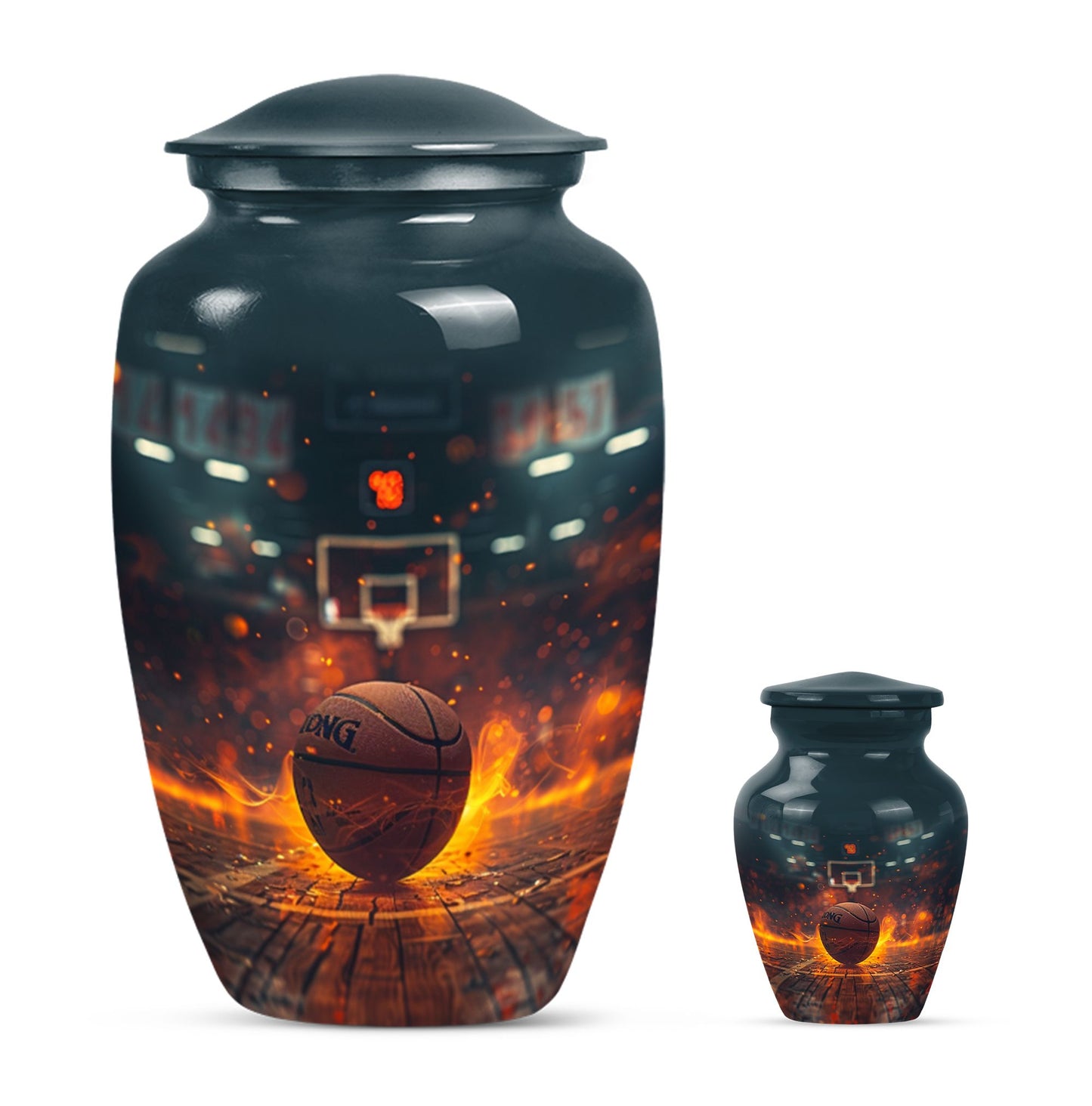 Basketball Theme Large Urn With 1 Keepsake Urn