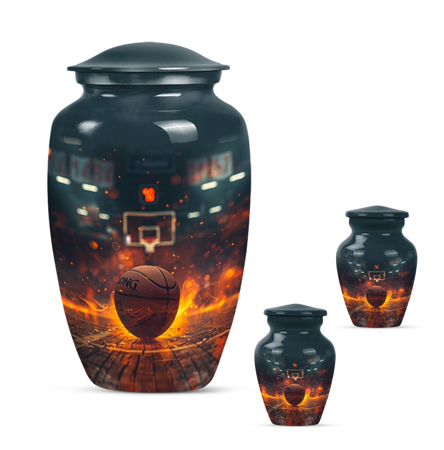 Basketball Theme Large Urn With 2 Keepsake Urn