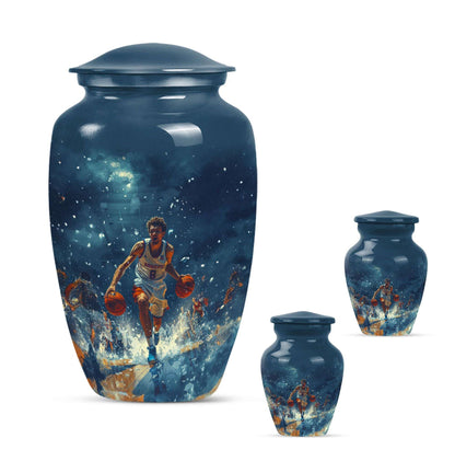 Basketball Theme Large Urn With 2 Keepsake Urn