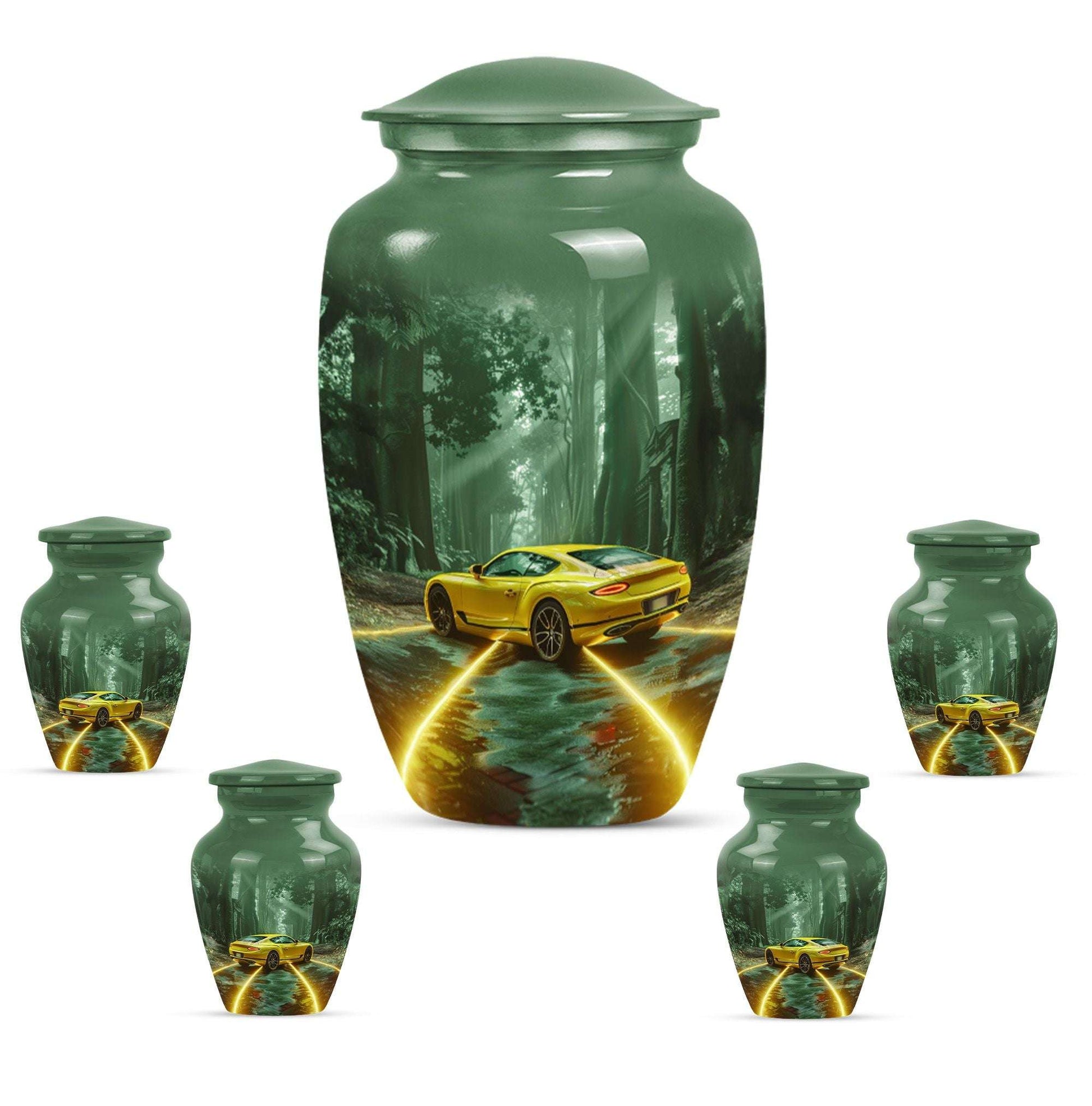 Car Theme Large Urn With 4 Keepsake Urn