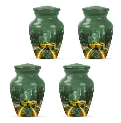 Classic butterfly themed car urn in aluminium.