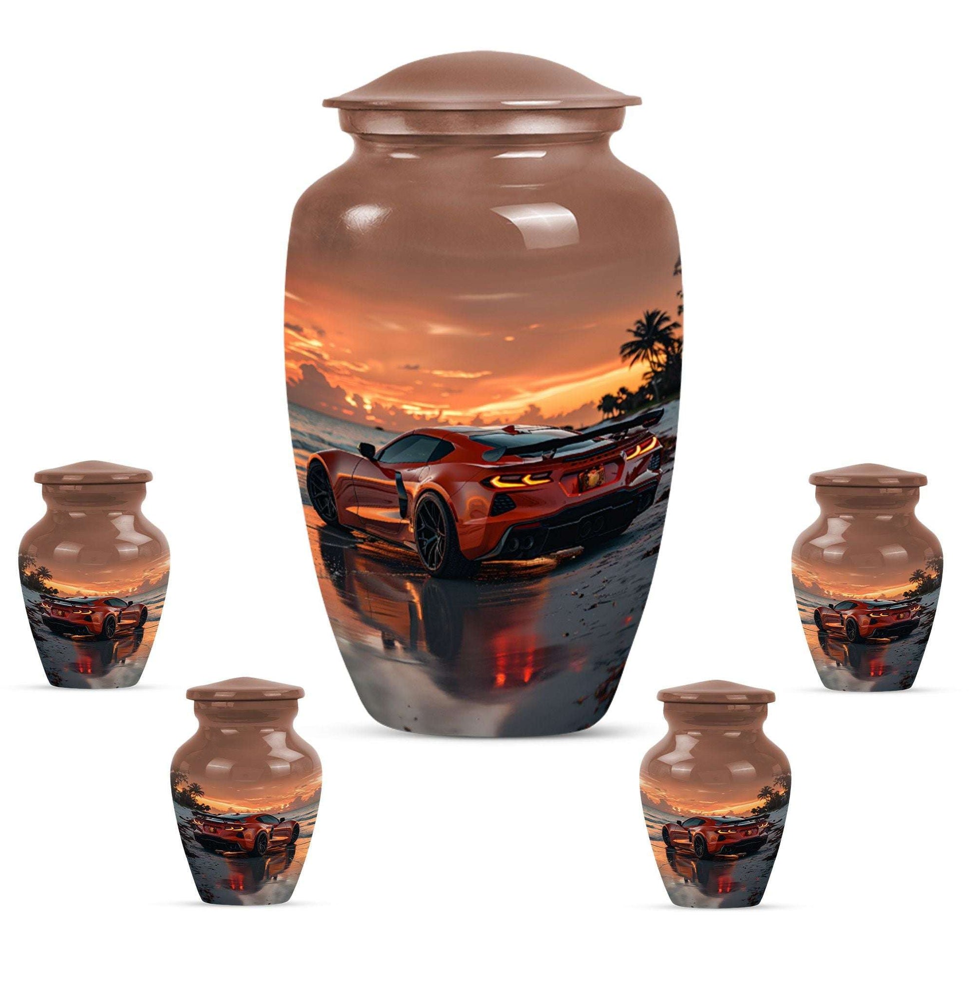 Car Theme Large Urn With 4 Keepsake Urn