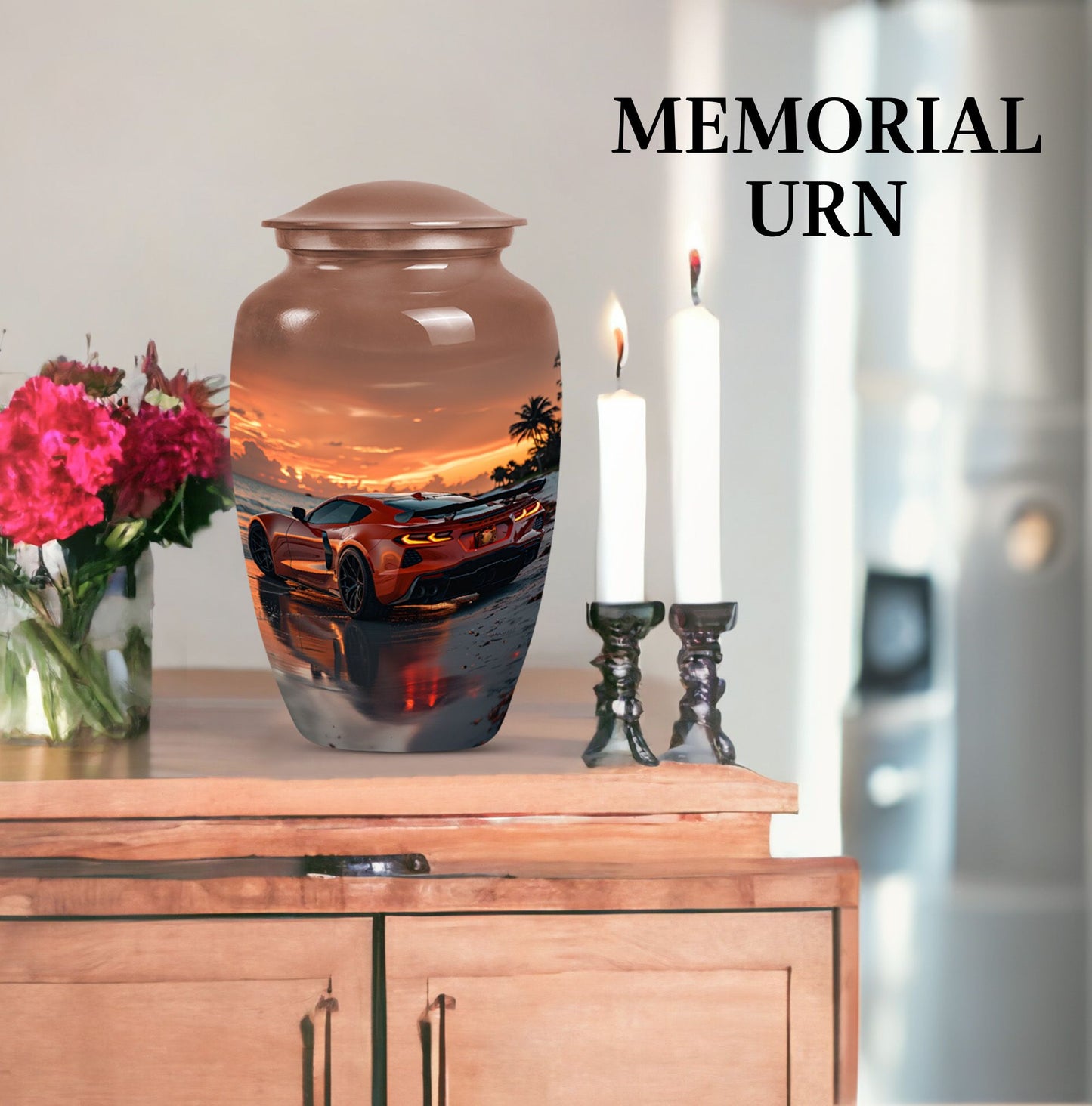 car urn with butterfly  urn 