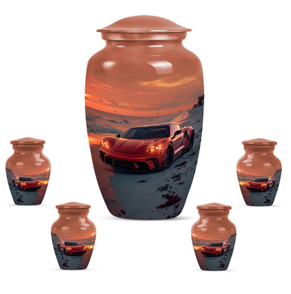 Car Theme Large Urn With 4 Keepsake Urn