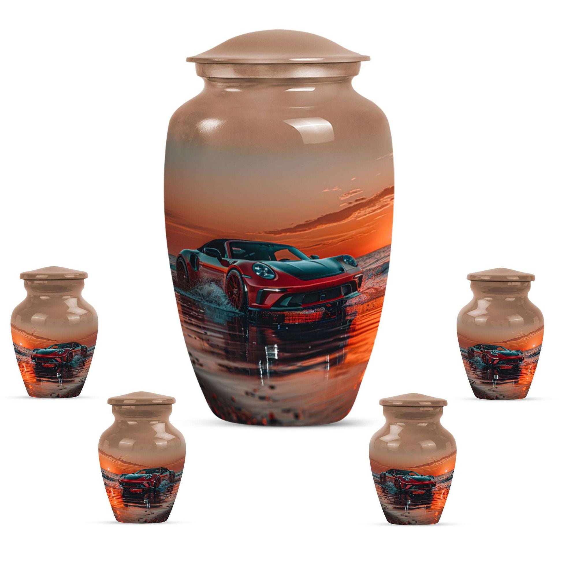 Car Theme Large Urn With 4 Keepsake Urn