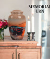 10-inch classic car urn with butterfly theme for cremation, personalizable for memorial