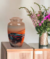 10-inch classic car urn with butterfly theme for cremation, personalizable for memorial