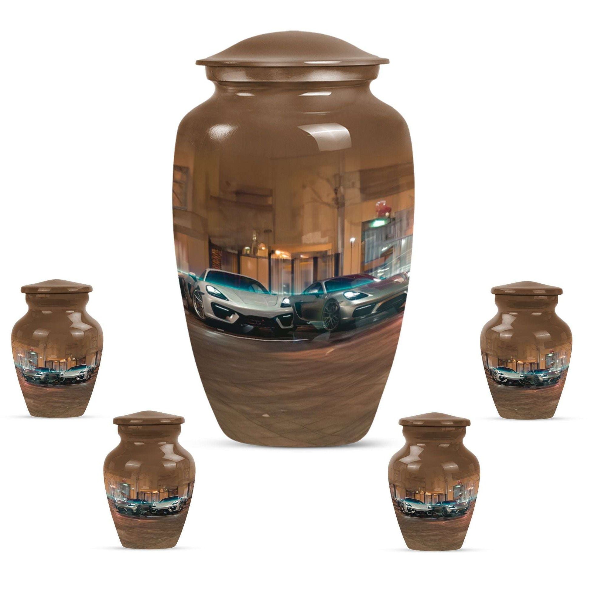 Car Theme Large Urn With 4 Keepsake Urn