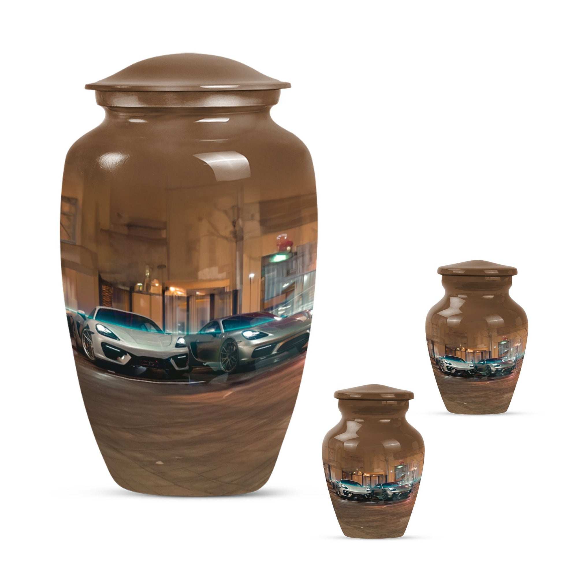Car Theme Large Urn With 2 Keepsake Urn