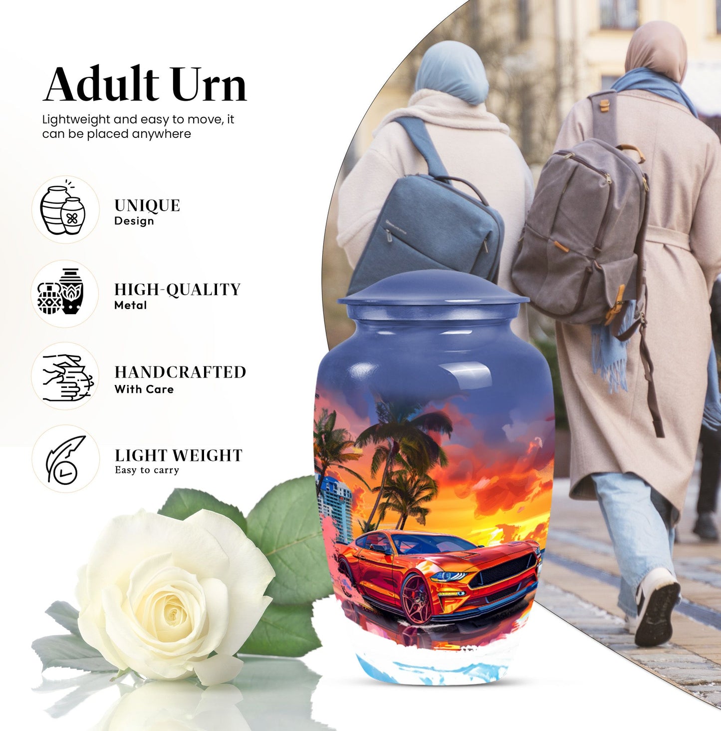 10-inch Classic Butterfly-themed Car Urn for adult ashes