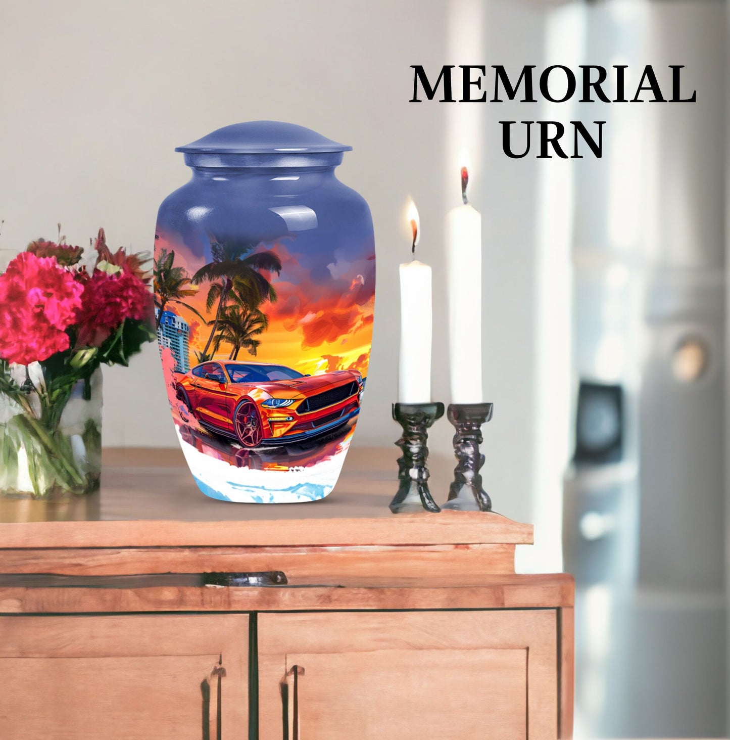 10-inch Classic Butterfly-themed Car Urn for adult ashes