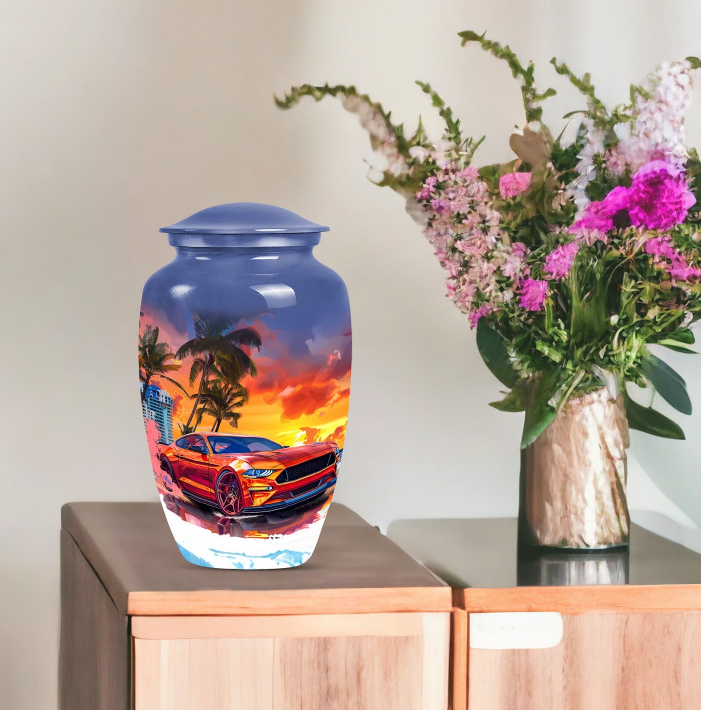 10-inch Classic Butterfly-themed Car Urn for adult ashes