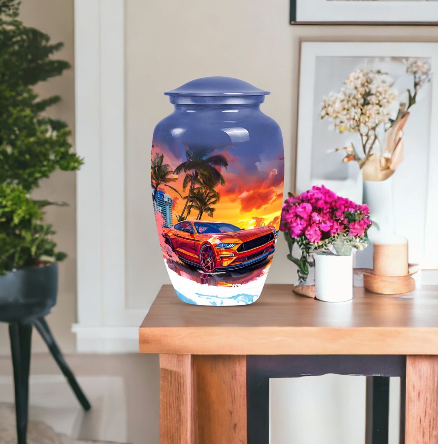 10-inch Classic Butterfly-themed Car Urn for adult ashes