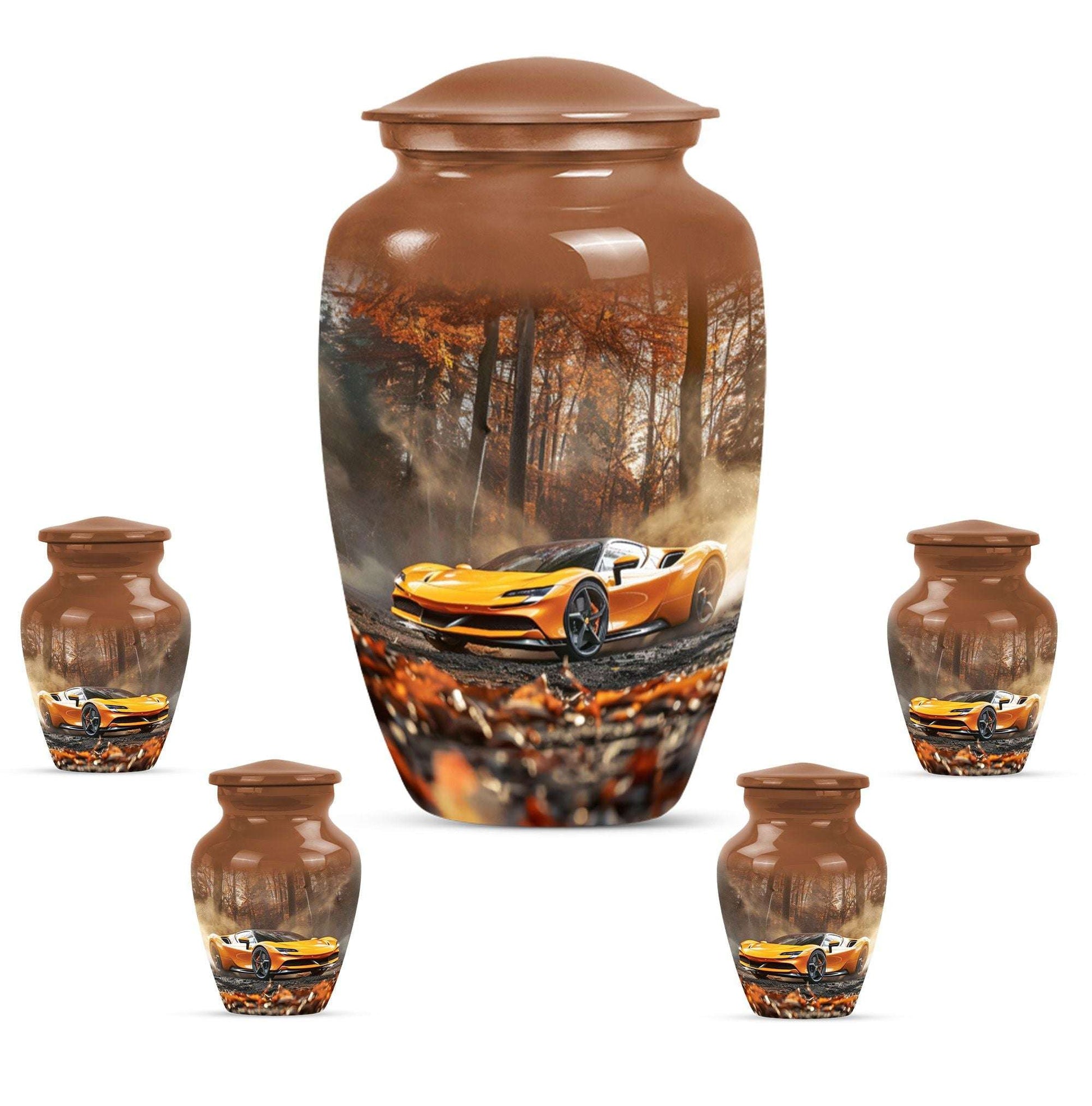 Car Theme Large Urn With 4 Keepsake Urn