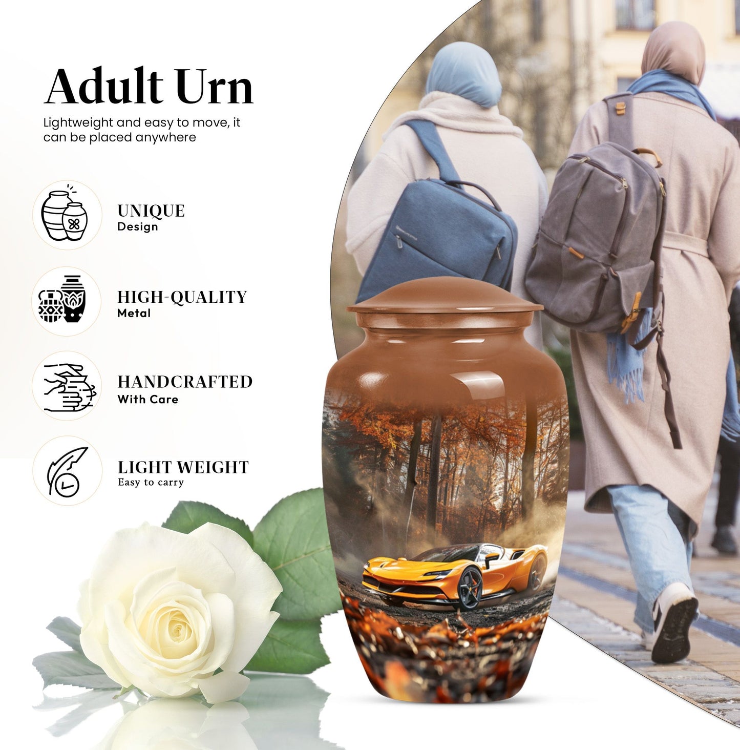 10-inch butterfly theme car urn for a male adult.