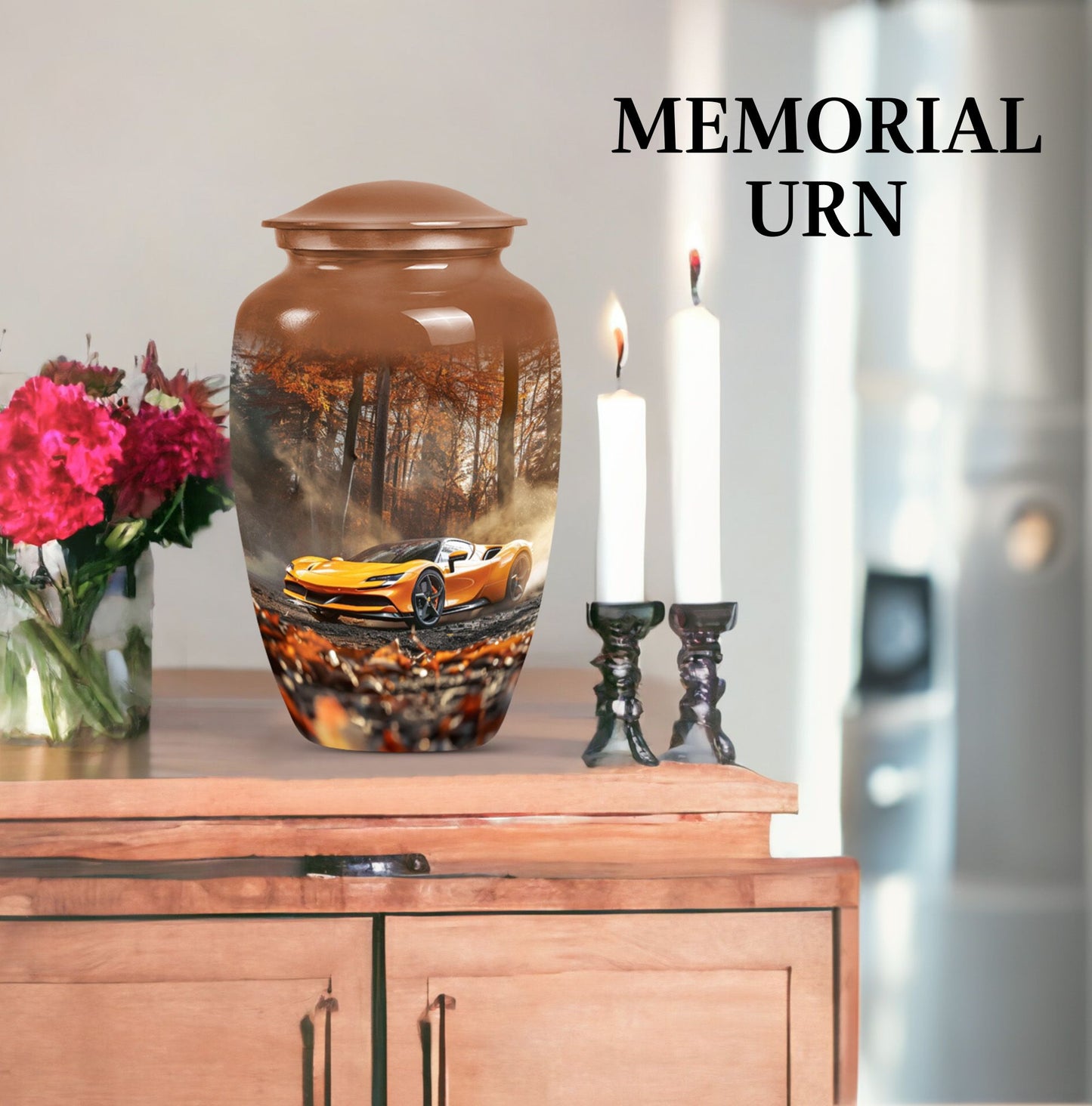 10-inch butterfly theme car urn for a male adult.