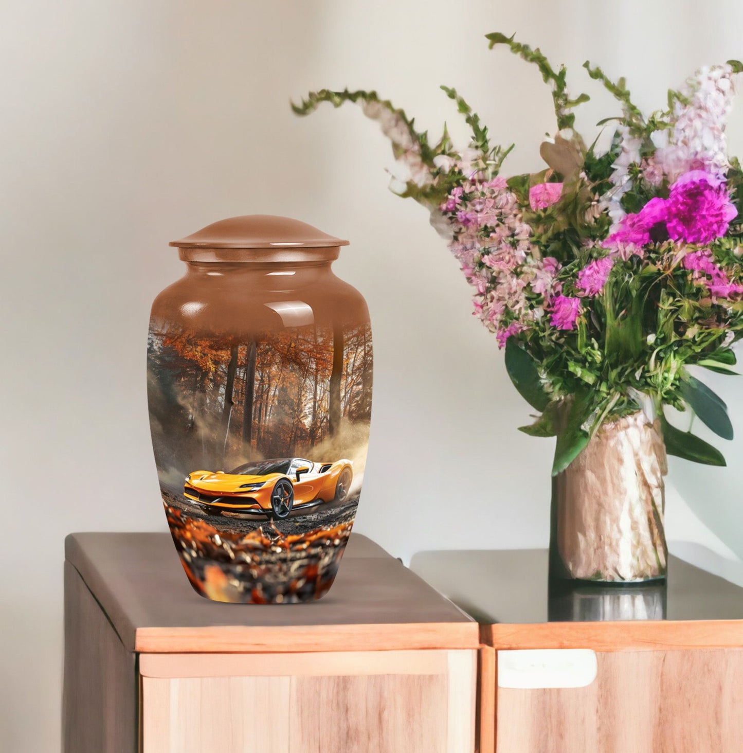 10-inch butterfly theme car urn for a male adult.