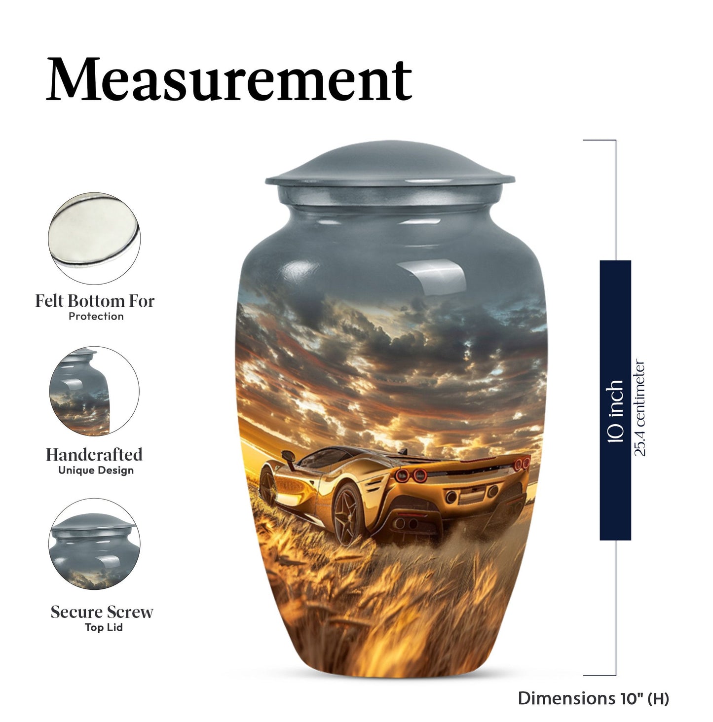 Classic 10-inch aluminum car urn 