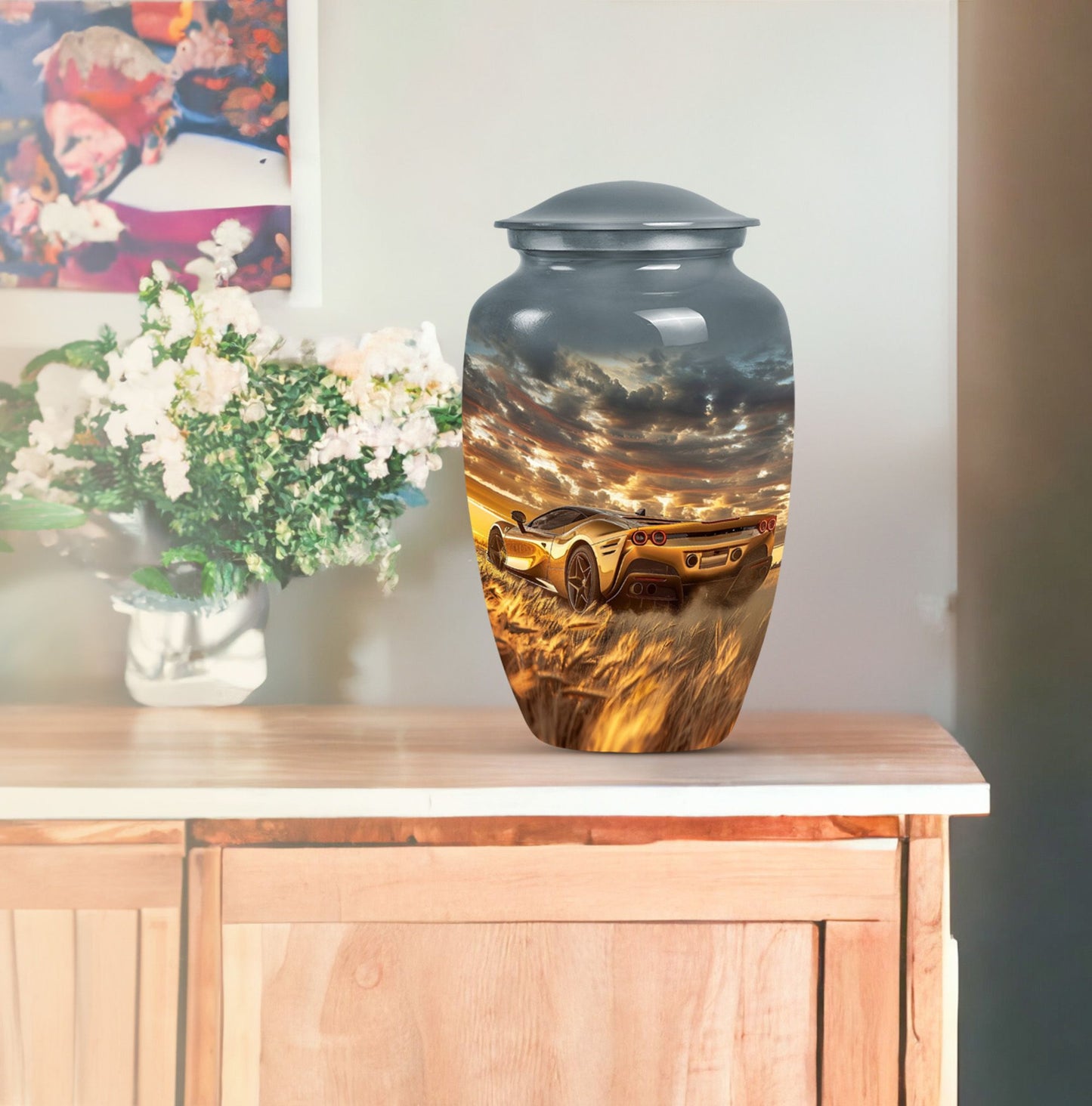Classic 10-inch aluminum car urn 