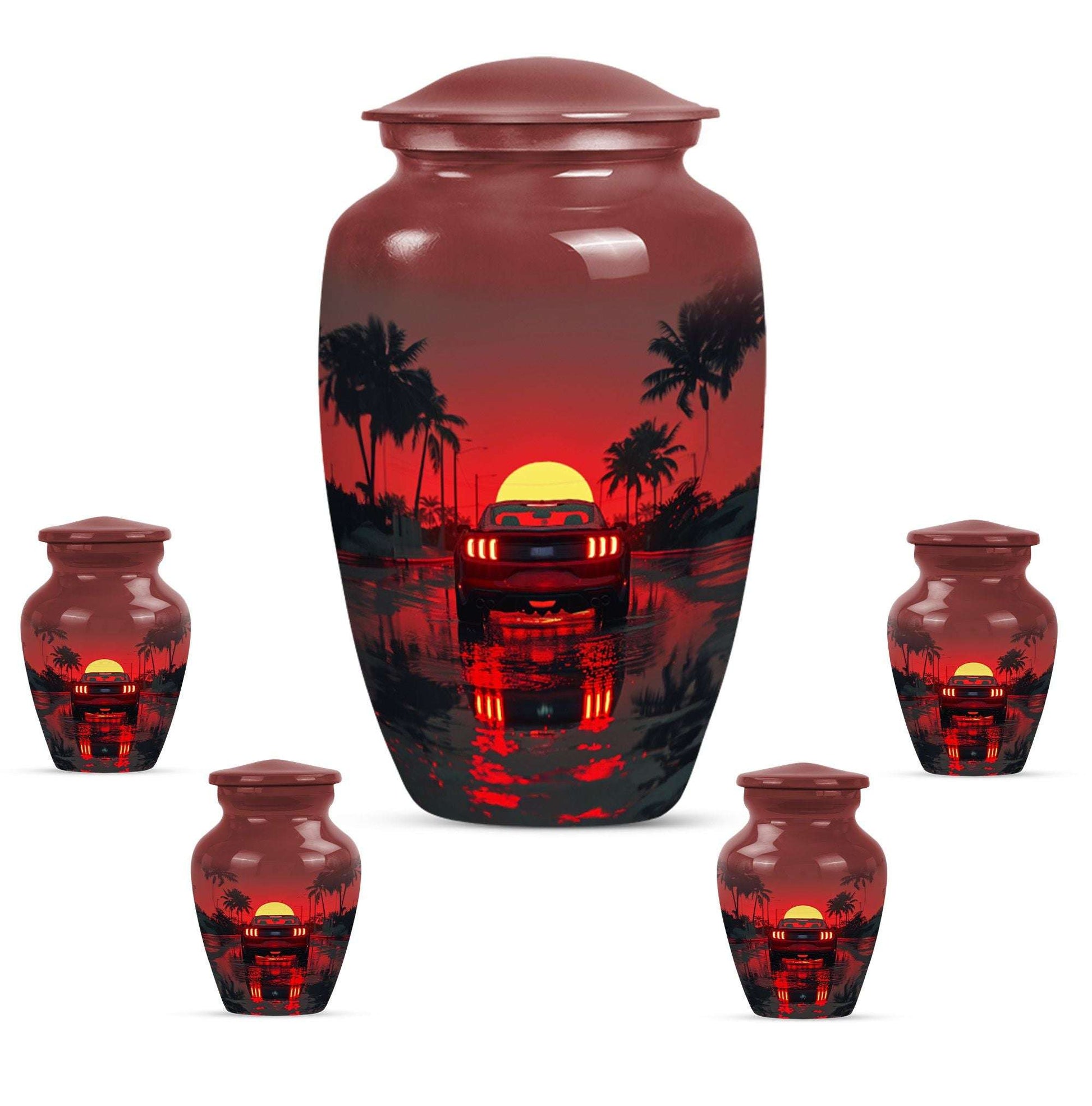 Car Theme Large Urn With 4 Keepsake Urn