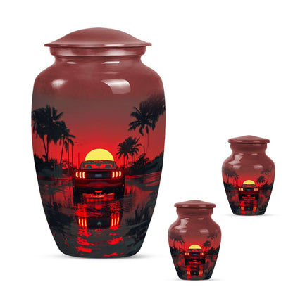 Car Theme Large Urn With 2 Keepsake Urn