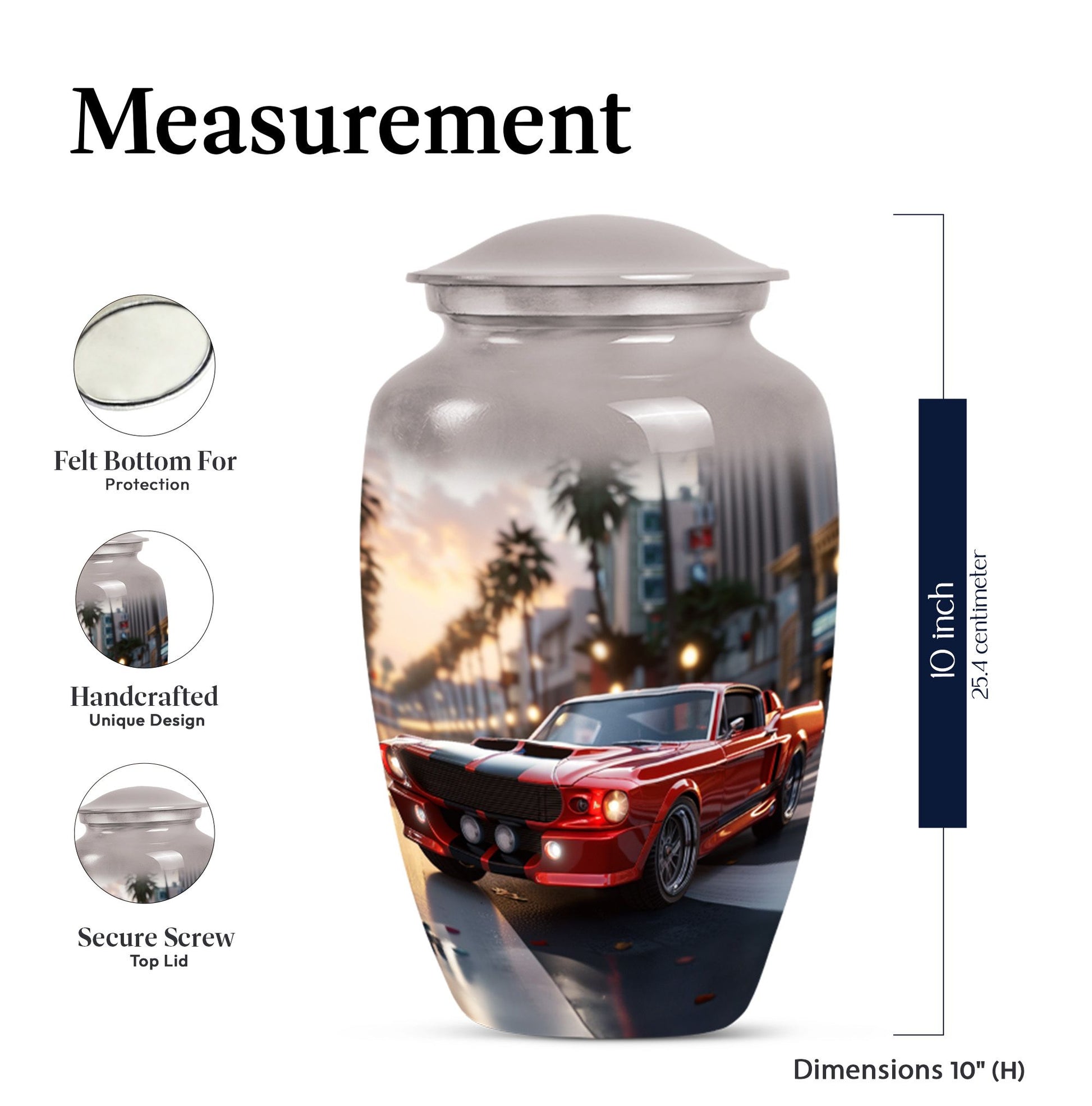 Classic 10 inch car urn with Butterfly theme