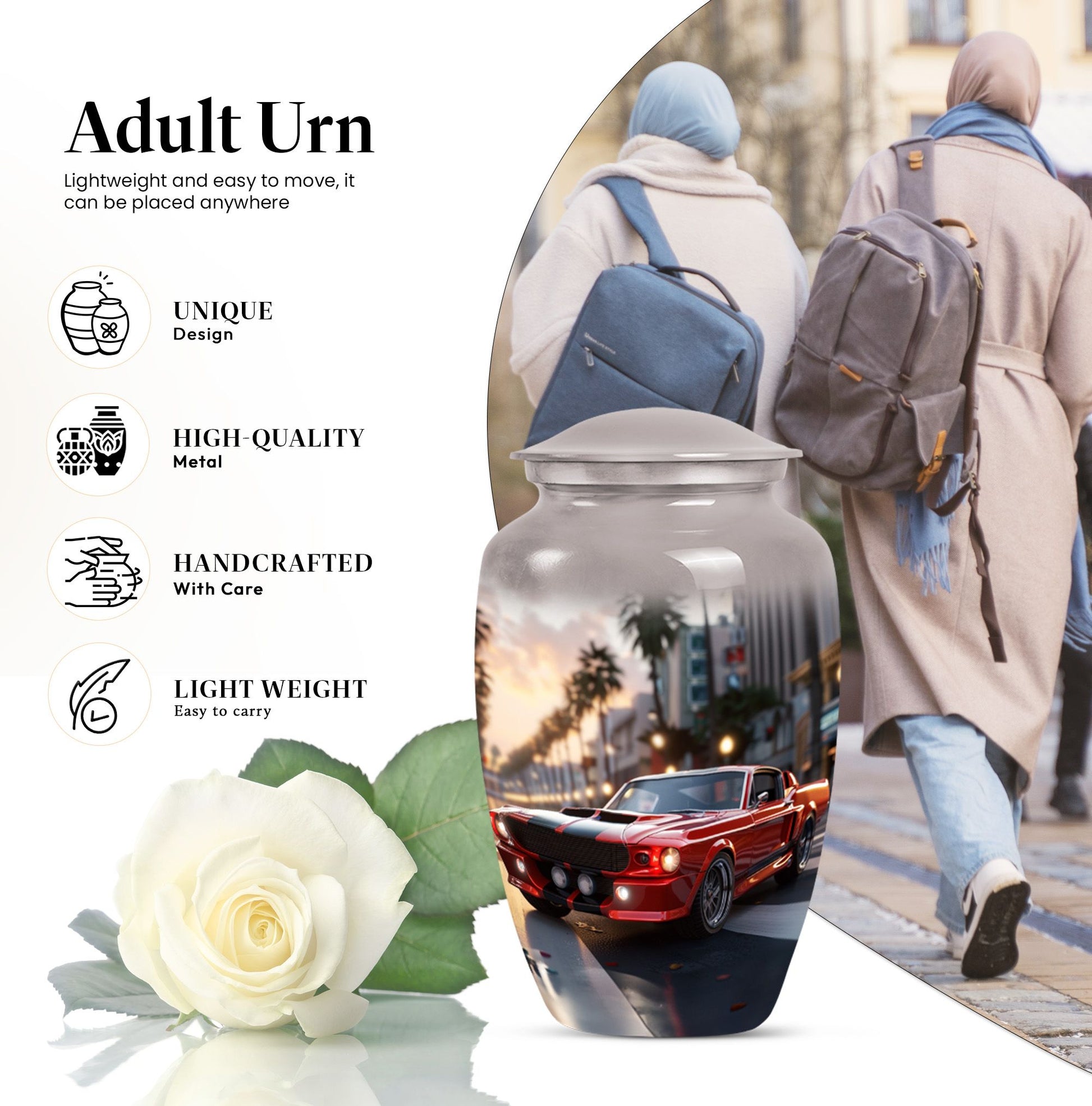 Classic 10 inch car urn with Butterfly theme