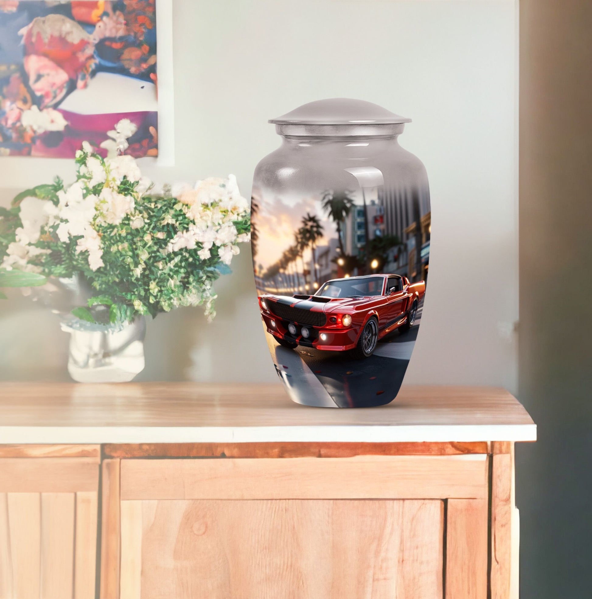 Classic 10 inch car urn with Butterfly theme