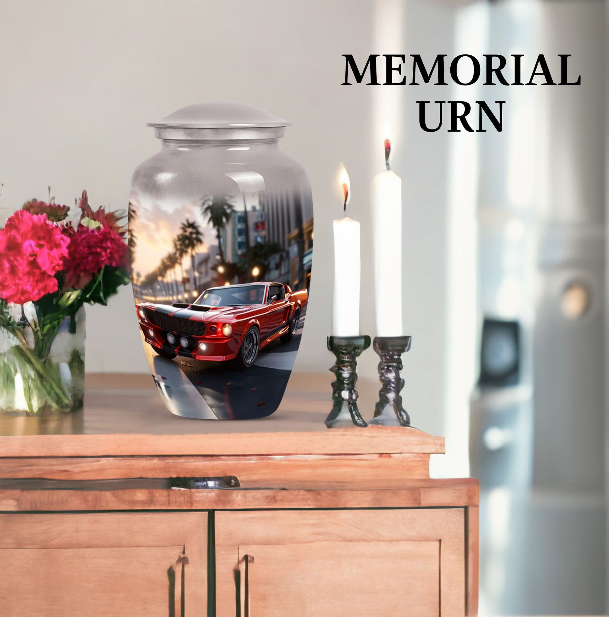 Classic 10 inch car urn with Butterfly theme