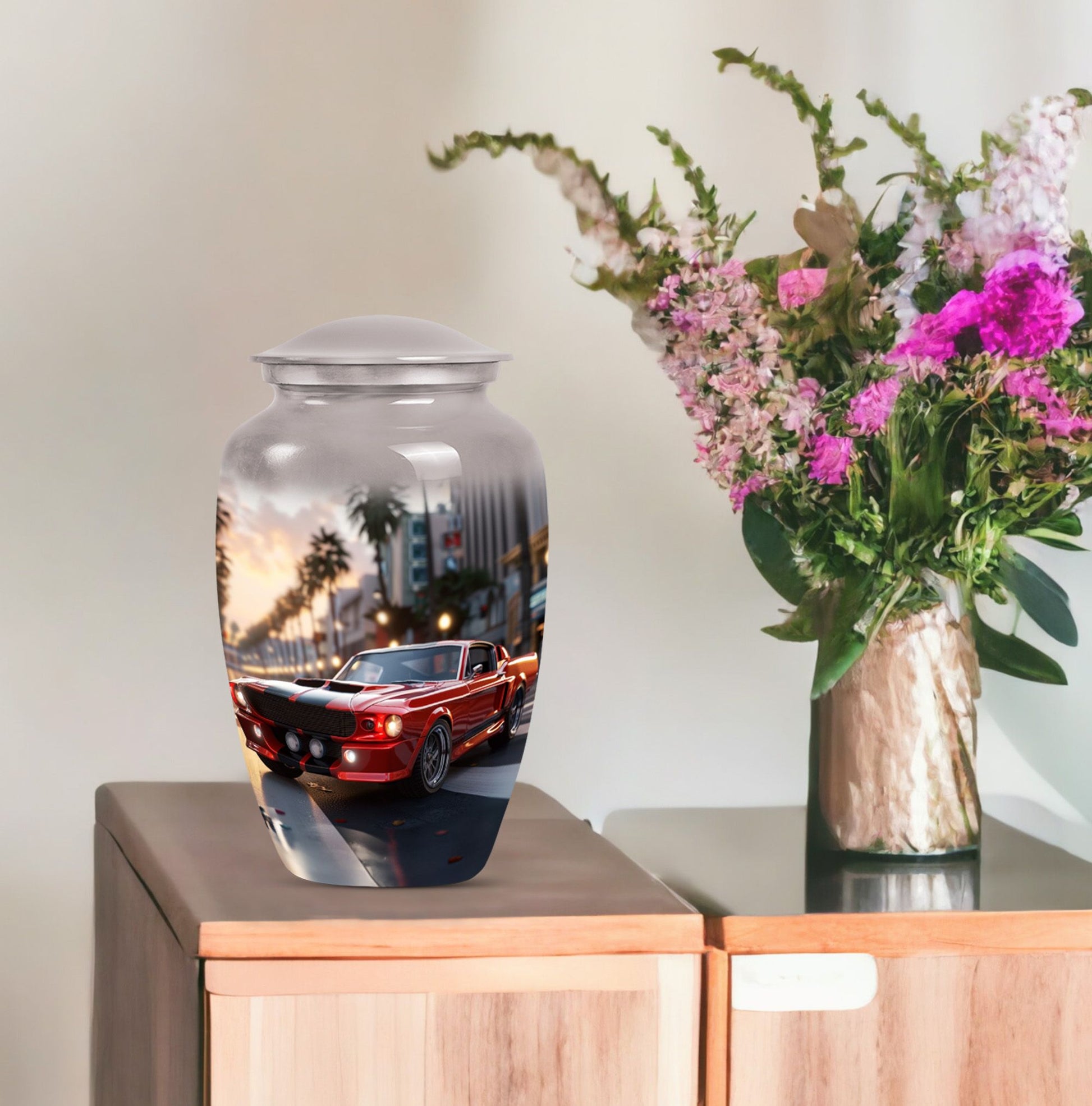 Classic 10 inch car urn with Butterfly theme