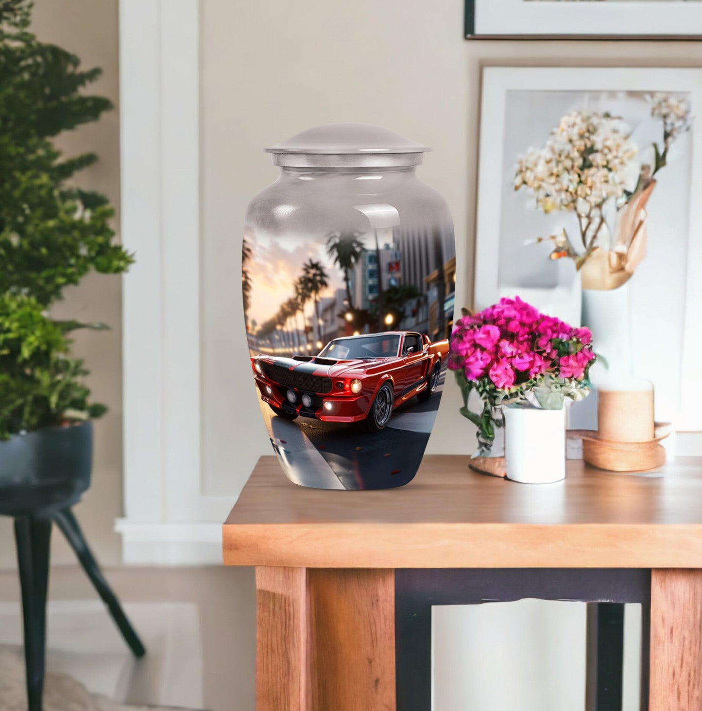 Classic 10 inch car urn with Butterfly theme