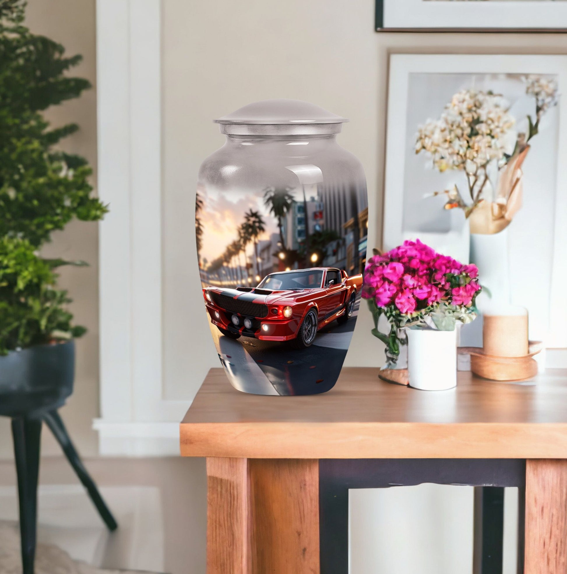 Classic 10 inch car urn with Butterfly theme