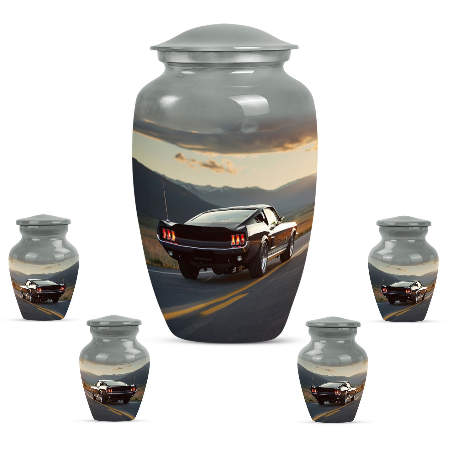 Car Theme Large Urn With 4 Keepsake Urn