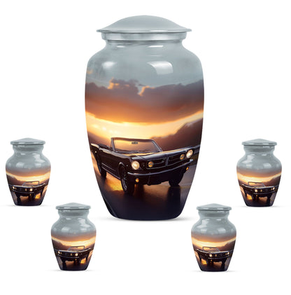Car Theme Large Urn With 4 Keepsake Urn