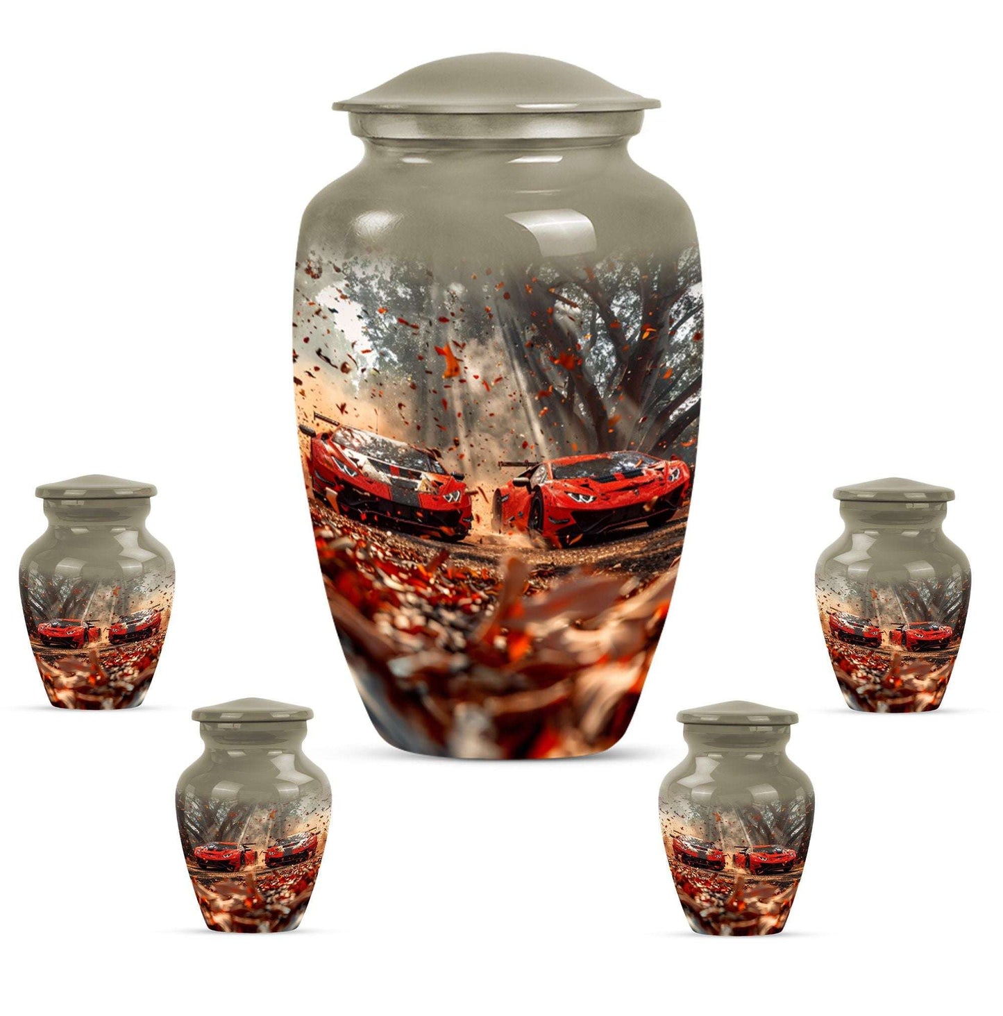 Car Theme Large Urn With 4 Keepsake Urn
